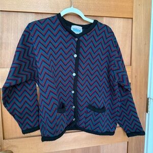 Vintage Tally Ho Chevron Knit Cardigan Sweater